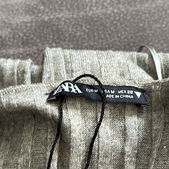 ZARA | Light Khaki | RIBBED MIDI DRESS - Picture 9 of 9